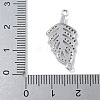 Rack Plating Brass Micro Pave Clear Cubic Zirconia Hollow Leaf Connector Charms KK-A234-055P-3