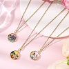 3Pcs 3 Styles Flower Alloy Enamel Pendant 304 Stainless Steel Cable Chain Necklaces for Women NJEW-JN05551-2