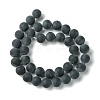 Grade A Round Frosted Natural Black Agate Beads Strands X-G447-5-3