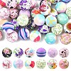 36Pcs 6 Styles Round Food Grade Eco-Friendly Silicone Focal Beads SIL-YW0002-33A-2