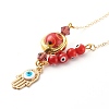 Alloy Enamel Hamsa Hand with Evil Eye Pendant Necklaces NJEW-JN03469-01-1