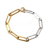 Two Tone 304 Stainless Steel Paperclip Chain Bracelets for Women BJEW-G786-01GP-02-4