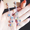 Brass & Synthetic Quartz Stud Earrings WG7E08D-01-1