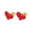 Brass Heart Stud Earrings EJEW-C152-05C-3