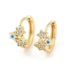 Star with Evil Eye Real 18K Gold Plated Brass Hoop Earrings EJEW-L269-084G-01-1