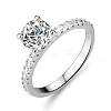 Rhodium Plated 925 Sterling Silver Pave 6.5x3.9mm Cubic Zirconia Finger Rings WG6D295-19-4