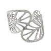 Titanium Steel Hollow Leaf Open Cuff Bangles for Women BJEW-G719-11P-2