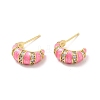 Enamel Croissant Stud Earrings with Clear Cubic Zirconia EJEW-P213-18G-2