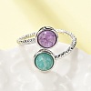 Natural Amethyst & Amazonite Finger Rings RJEW-A068-03P-02-3