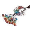 Natural Mixed Gemstone Moon with Chips Tassel Pendant Decorations G-L524-07R-A04-3