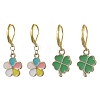 2 Pairs Alloy Enamel Pendants & Brass Leverback Earrings  for Women EJEW-JE06236-2