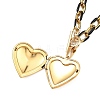 304 Stainless Steel Enamel Photo Heart Locket Pendant Cable Chain Necklaces with OT Clasps for Women Men NJEW-JN06005-4