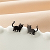 Stainless Steel Cat Shape Stud Earrings PW-WGC97C2-04-1