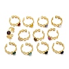 316 Stainless Steel with Natural Mixed Gemstone Cuff Rings RJEW-Z098-01G-12-4