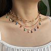 2Pcs Alloy Rhinestone 3 Layered Necklaces WG8B076-01-3