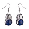 Gemstone Owl Dangle Earrings EJEW-A092-08P-3