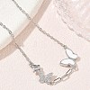 Brass Micro Pave Clear Cubic Zirconia White Butterfly Link Bracelets KK-CBA6980-21P-2
