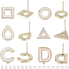 BENECREAT 12Pcs 6 Styles Brass Stud Earring Findings KK-BC0009-08-1