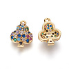 Brass Micro Pave Cubic Zirconia Charms ZIRC-L075-40G-2