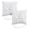 Square Polyester with Plastic Pearl Flower Wedding Finger Ring Display Pillow RDIS-WH0016-24B-1
