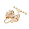 Brass Pave Clear Cubic Zirconia Toggle Clasps KK-G474-04G-2