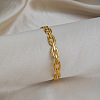 304 Stainless Steel Oval Link Chain Open Cuff Bangles for Women ME8419-2