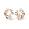 Natural Pearl Stud Earrings for Women EJEW-E303-16G-1