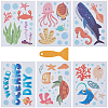 6Pcs Sea Animals PVC Waterproof Self Adhesive Stickers STIC-SP0001-25-1