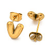 Chunk Letter 304 Stainless Steel Stud Earrings for Women EJEW-G386-01V-G-2