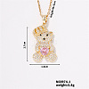 Brass Pave Clear Cubic Zirconia Cable Chain Bear Pendant Necklaces for Women NQ1992-1-1