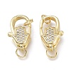 Brass Micro Pave Clear Cubic Zirconia Lobster Claw Clasps ZIRC-Q024-19G-2