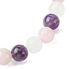 8mm Natural Rose Quartz & Quartz Crystal & Amethyst Round Beaded Stretch Bracelets BJEW-JB10738-02-4