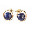 Natural Lapis Lazuli Round Beads Stud Earrings for Girl Women EJEW-JE04666-01-2