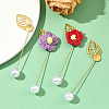60Pcs 2 Styles Leaf Stainless Steel Round Tray Stick Lapel Pins JEWB-SC0001-75E-5
