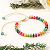 Adjustable Retro Boho Vintage Square Dyed Natural Imperial Jasper Braided Bead Bracelets for Women Men RP7679-1-1