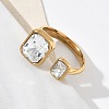 304 Stainless Steel Pave Clear Cubic Zirconia Cuff Open Rings for Women RJEW-F207-03C-G-5