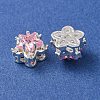 Brass Micro Pave Pink Cubic Zirconia Beads CU-CBAEC99-34S-01-2