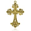 Antique Golden Plated Latin Cross Alloy Rhinestone Big Pendants RB-J141-01AG-2
