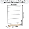 SUNNYCLUE 1 Set 5-Tier Rectangle Iron Jewelry Dangle Earring Organizer Holder with Wooden Base EDIS-SC0001-07B-2