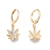 Clear Cubic Zirconia Maple Leaf Dangle Leverback Earrings EJEW-N012-80-1