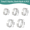 20Pcs 5 Styles 304 Stainless Steel Finger Rings for Men RJEW-UN0003-12-3