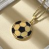 304 Stainless Steel Black Enamel Football Pendant Box Chain Necklaces NJEW-H055-05G-2