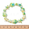 Dyed Synthetic Turquoise & Imitated Pearl Acrylic Beads Stretch Bracelets for Women BJEW-JB14047-4