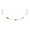 Natural Green Aventurine Heishi Beads & Rice Natural Pearl & Glass Seed Beaded Necklaces NJEW-JN06249-01-2