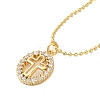 Brass Micro Pave Clear Cubic Zirconia Pendant Necklaces for Women NJEW-S429-03G-02-1