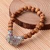 Buddha Head Wood Beaded Stretch Bracelets BJEW-JB02256-2