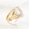 Brass Micro Pave Cubic Zirconia Rings for Women RJEW-K312-04G-3