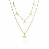 Elegant Double-layer Stainless Steel Moon Star Pendant Necklaces for Women LZ1319-1-4