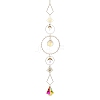 Moon Iron & Glass Hanging Suncatchers HJEW-F025-02G-1