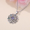 Chakra Lotus Flower Brass Pave Colorful Cubic Zirconia Pendant Necklaces for Women FS-WG17A97-01-5